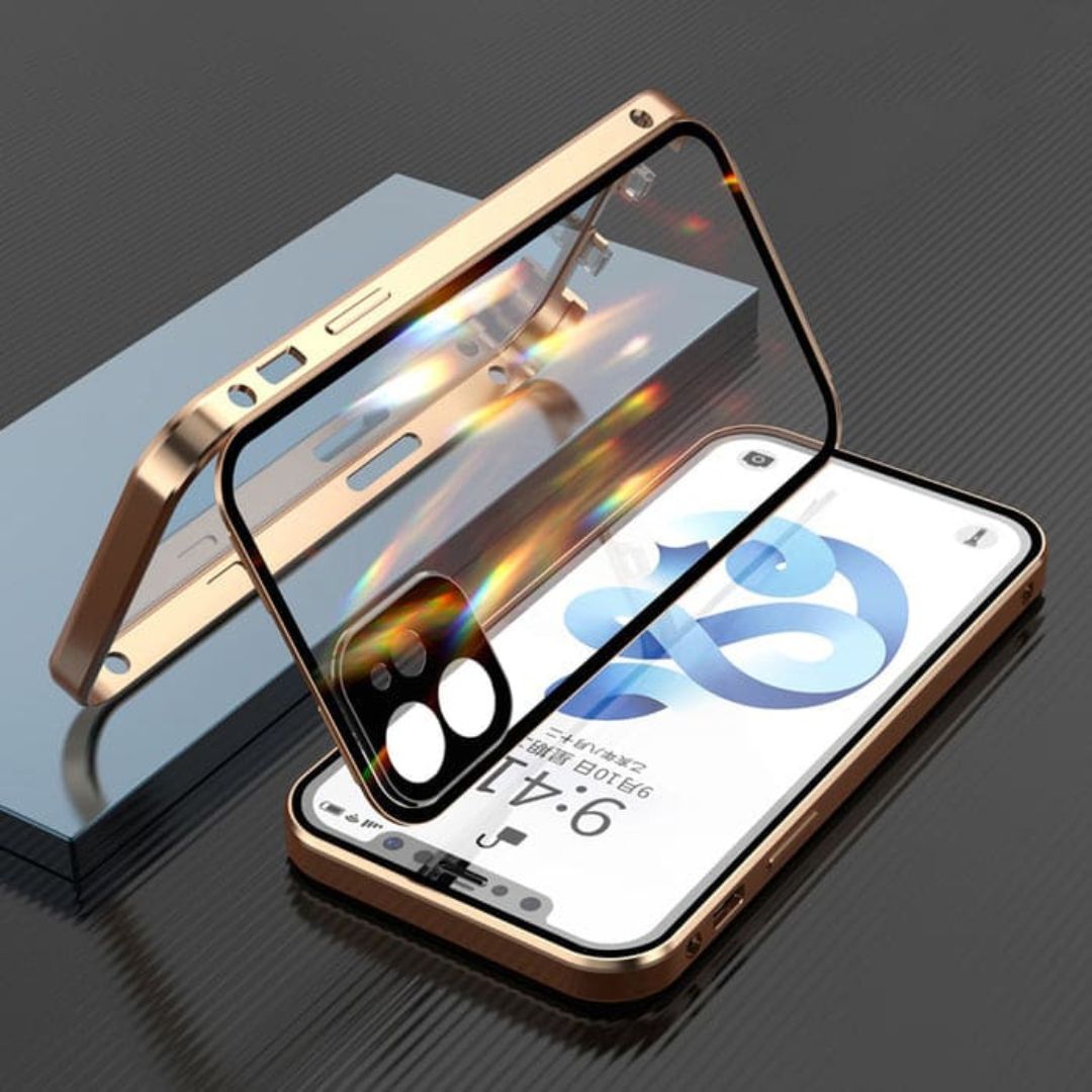 iPhone Magnetic Armor Case – 360º Dual Protection with Camera Cover & Safety Lock