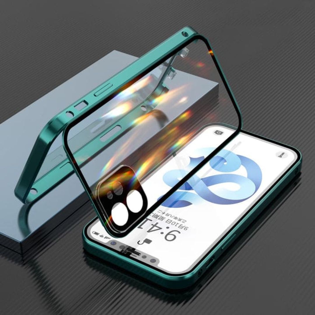 iPhone Magnetic Armor Case – 360º Dual Protection with Camera Cover & Safety Lock