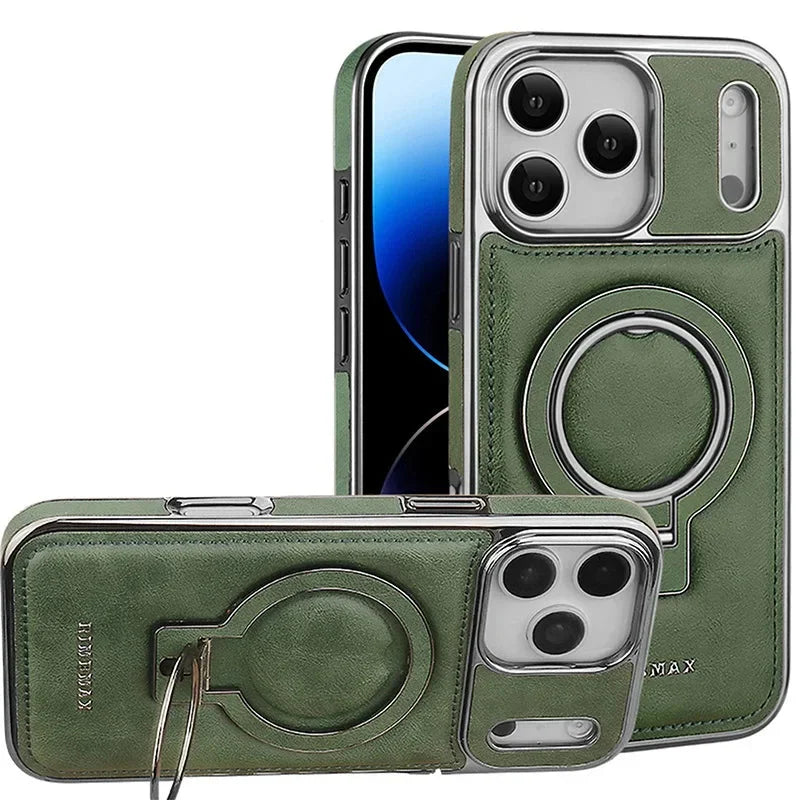 Capa de Couro Luxuosa MagSafe para iPhone: Suporte e Proteção Premium