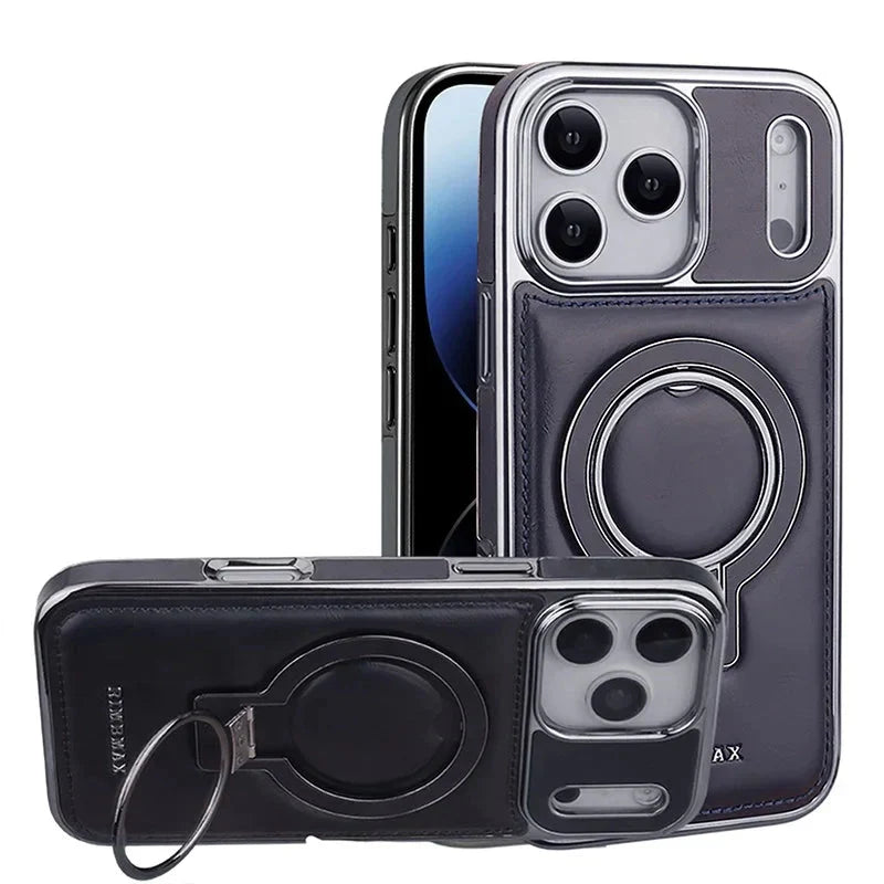 Capa de Couro Luxuosa MagSafe para iPhone: Suporte e Proteção Premium